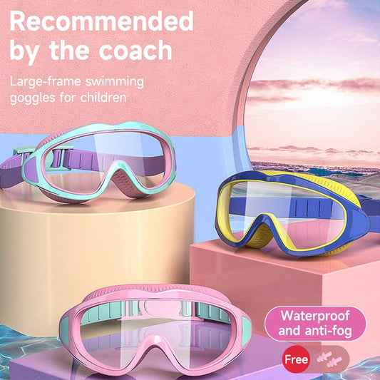 🔥HD children's large frame waterproof and anti-fog swimming goggles🥽